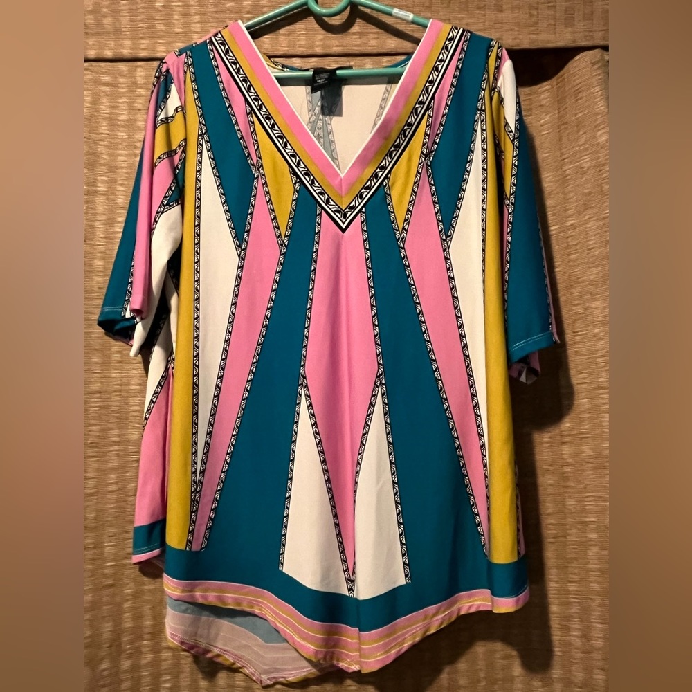 Ashley Stewart, patterned blouse,